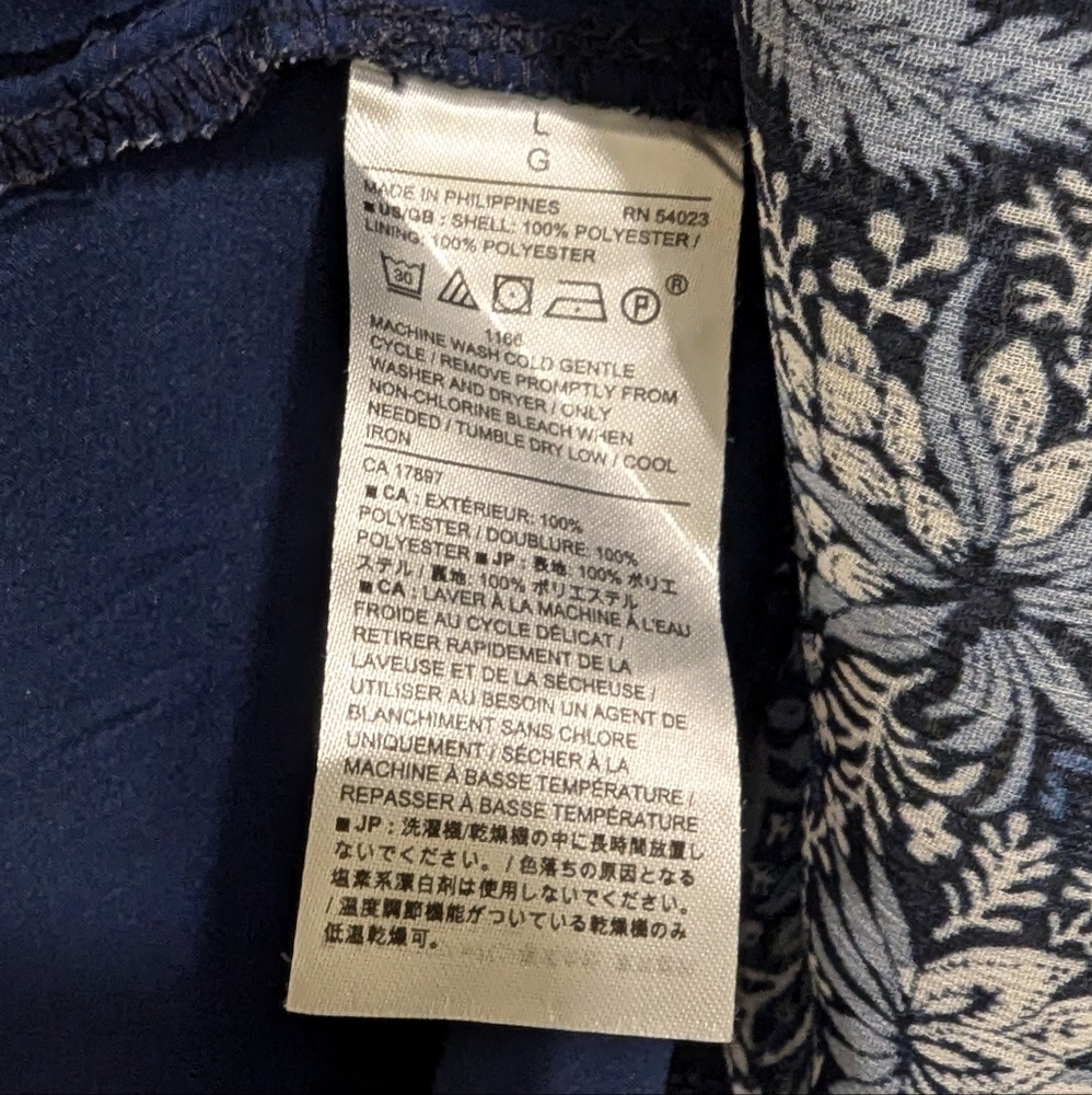 Banana Republic Factory Ruffle Wrap V-neck Blue & White Floral Midi Dress- L - Picture 13 of 14